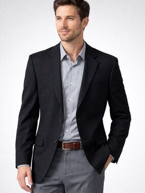 Michael Kors Blazer Mens 40R Black 100% Wool Suit Jacket Classic 2 Button